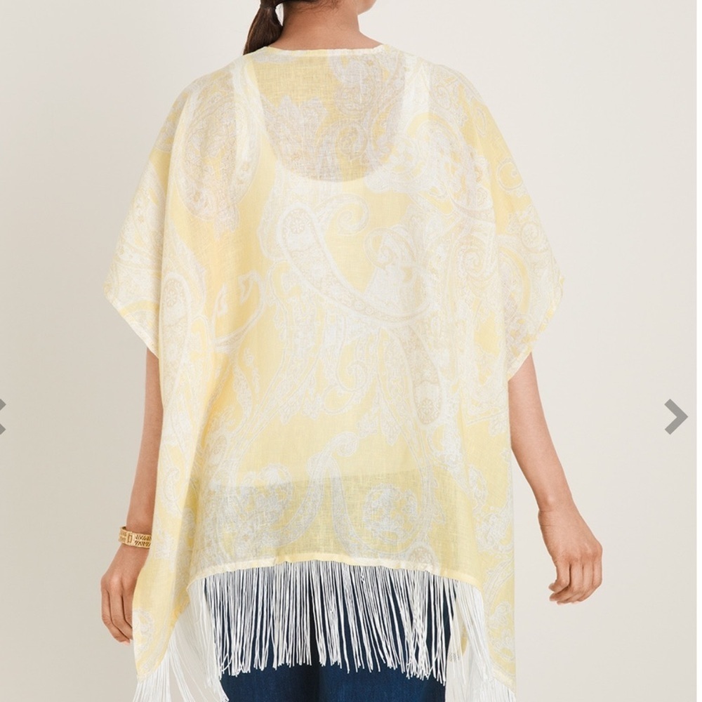 Chico’s 100%‎ Linen Paisley Ruana Wrap Cardigan Women’s Sz S/M lightweight - Picture 4 of 6